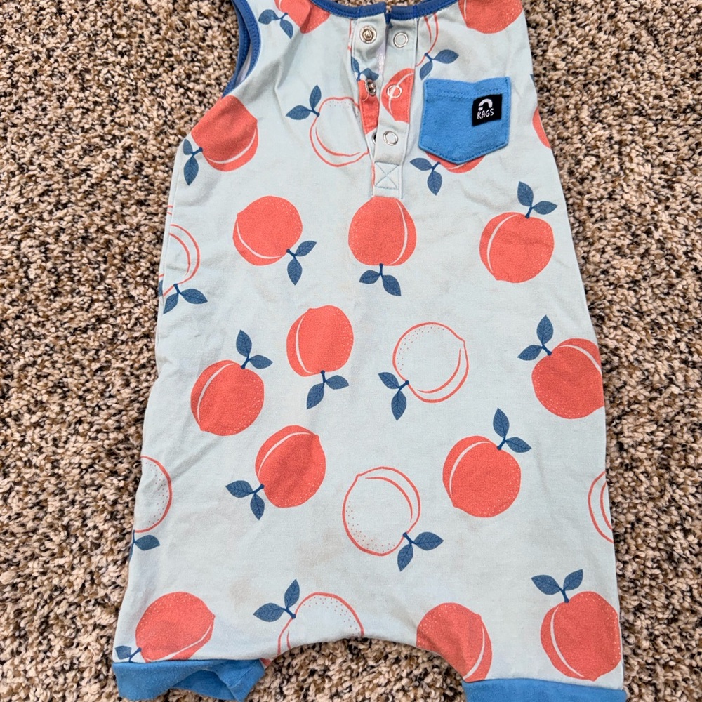Peach Print Baby Romper